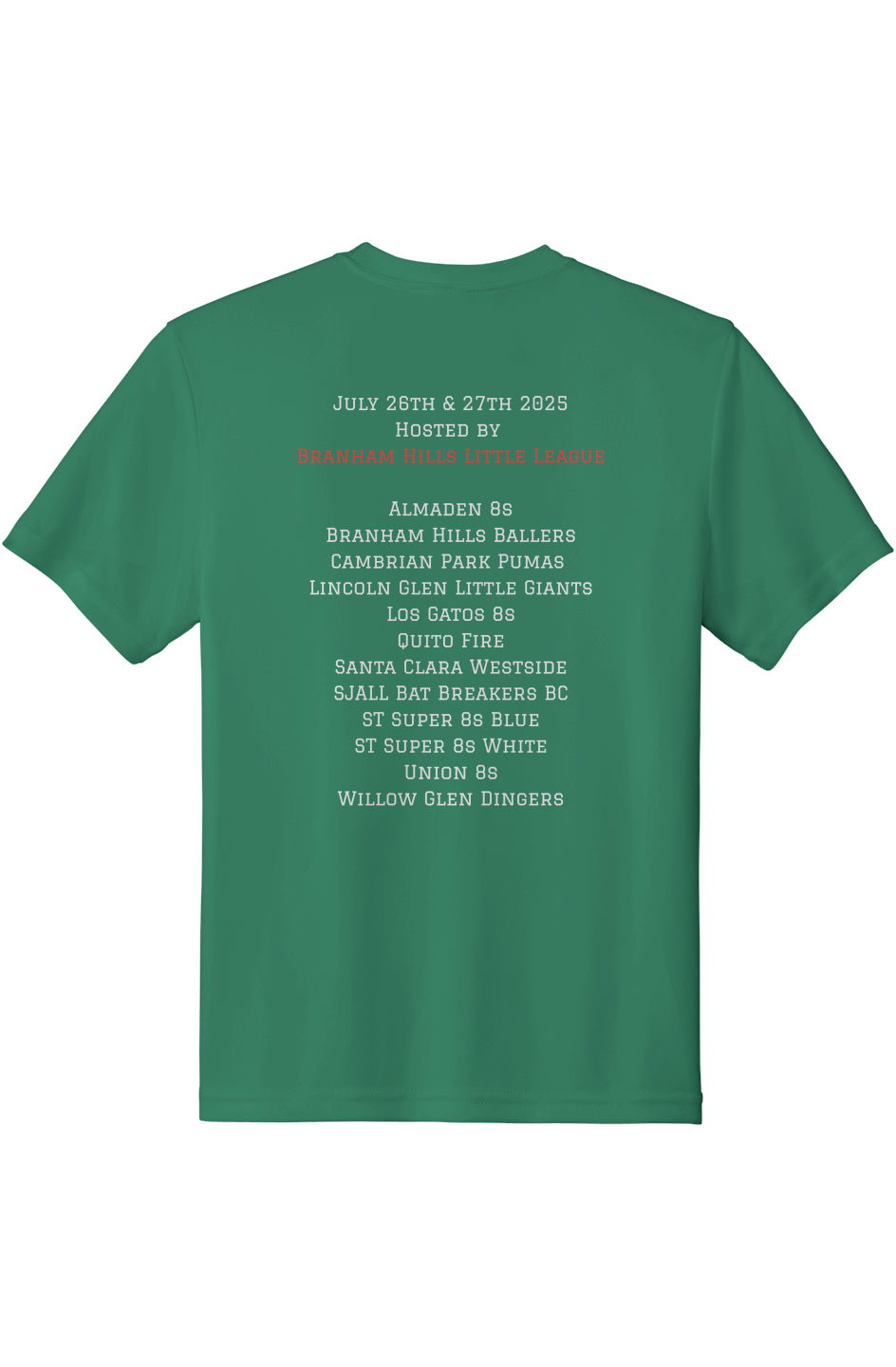 Youth Posicharge Competitor Tee Smarties Logo on Front and Team Names on Back