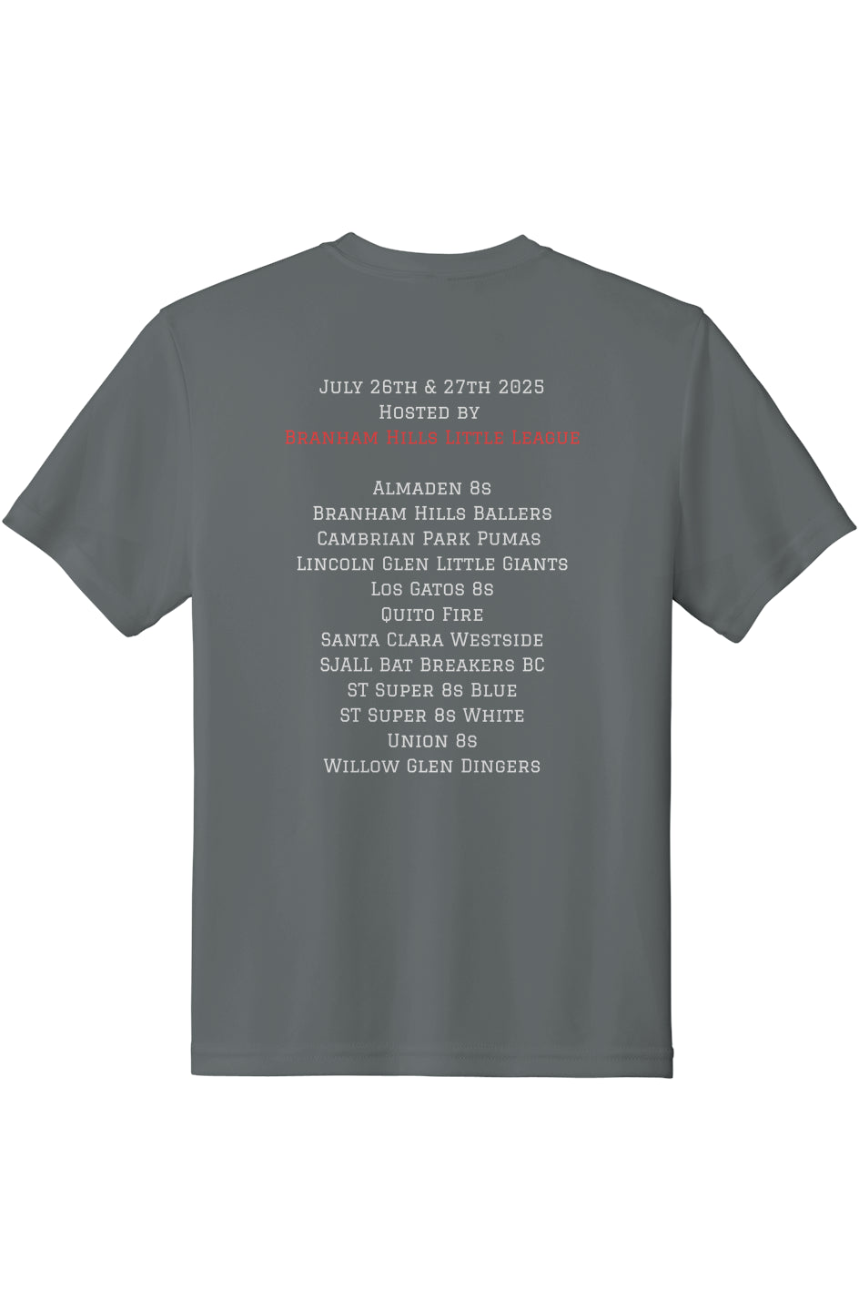 Youth Posicharge Competitor Tee Smarties Logo on Front and Team Names on Back