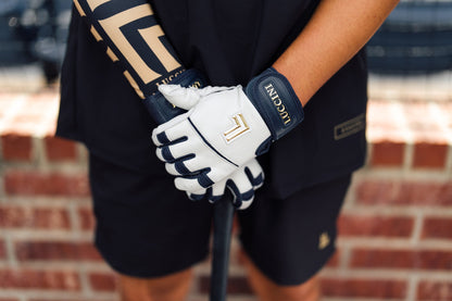 Batting Gloves – White/Navy/White Palm